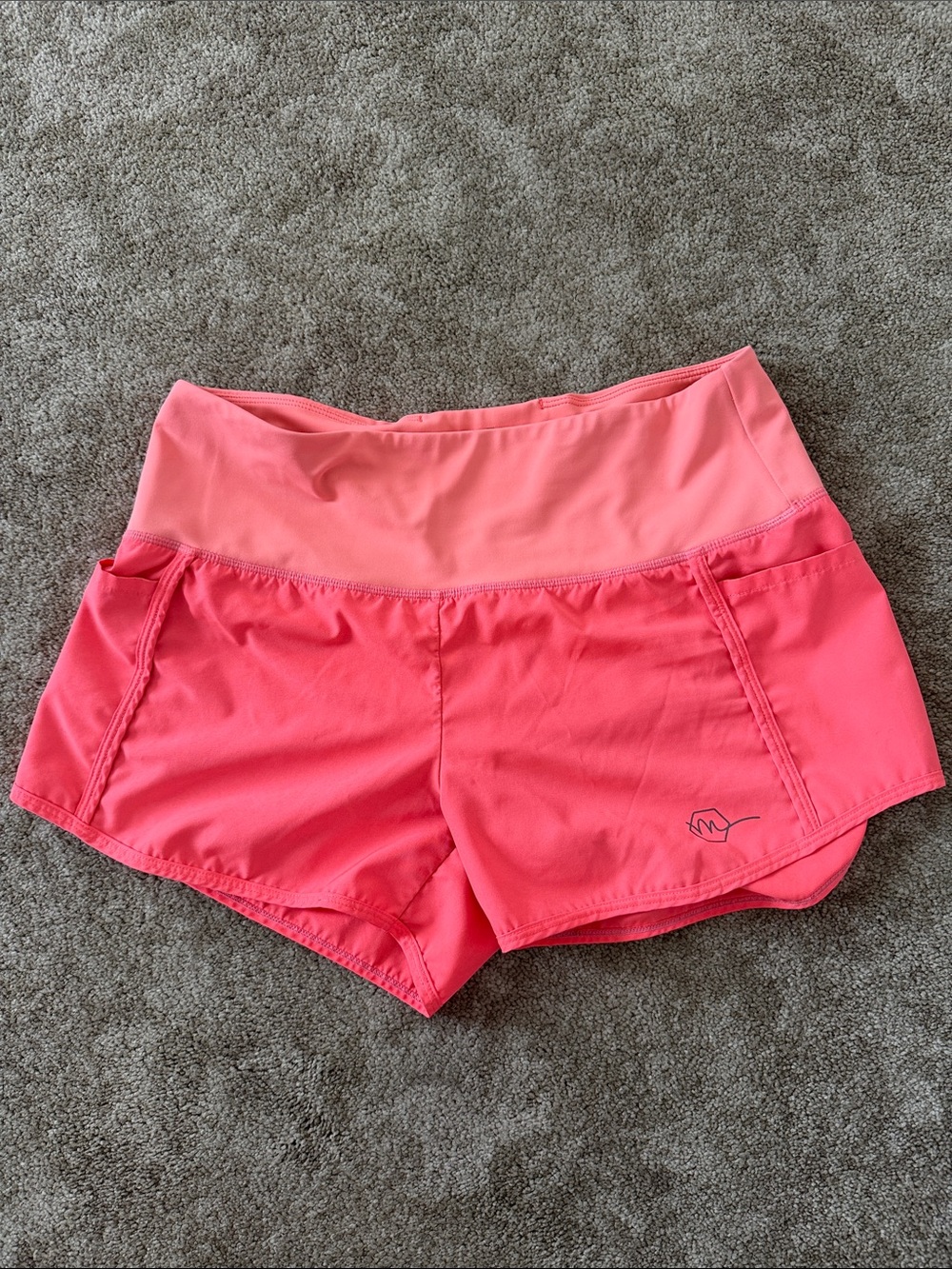Maven Thread Women’s Two-Tone Coral Athletic Running Shorts